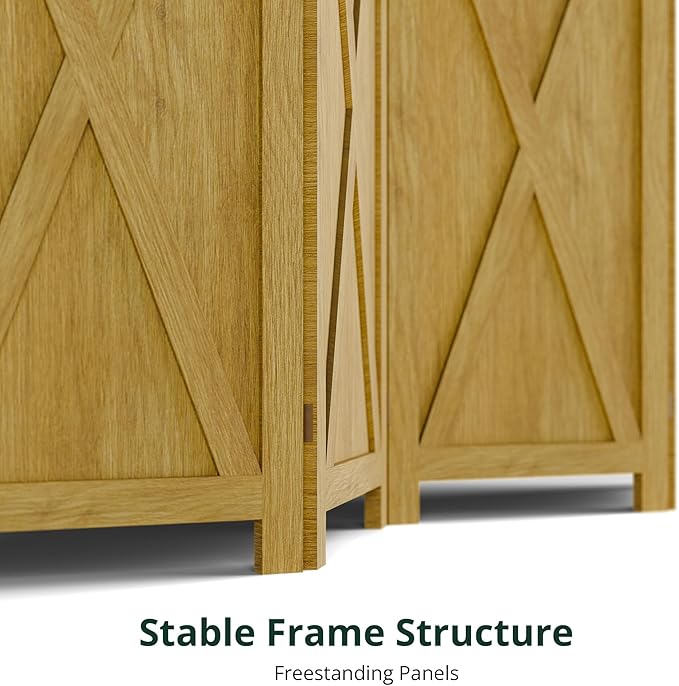 Cozy Castle Wood Room Divider, 3 Panel 66.9 Inch Privacy Screen, Folding Wall Divider, Barnwood Room Separator, Freestanding Partition, Temporary Wall for Decorative, Natural