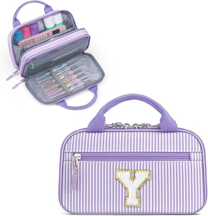 YOOLIFE Pencil Case for Girls, Cute Pencil Pouch Pen Case, Large Capacity Aesthetic School Supplies for Teen Girls, Purple Y
