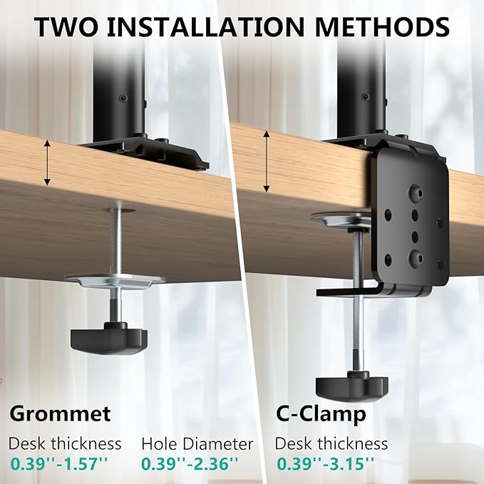 WALI Single Long Monitor Arm - 13 to 32 inch Computer Monitor Arm Desk Mount, Hold up to 19.8lbs, Extra Long Adjustable Stand, Full Motion Tall Arm, VESA 75/100mm, (GSDM001L)
