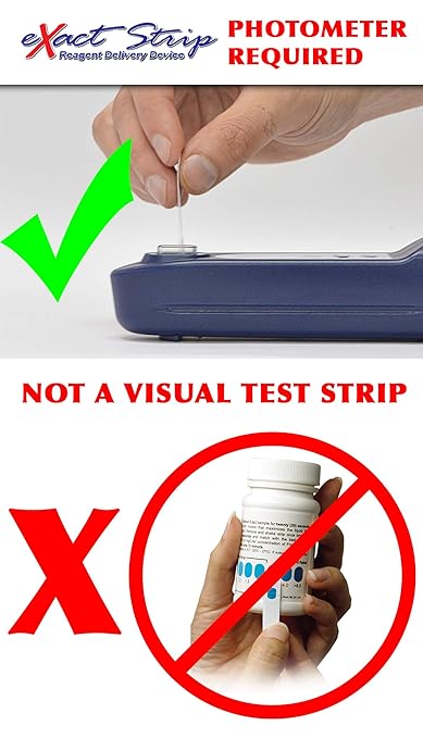 Industrial Test Systems eXact 486672 High Range Free Chlorine Strips, 0-300 ppm Detection Range (Bottle of 50)