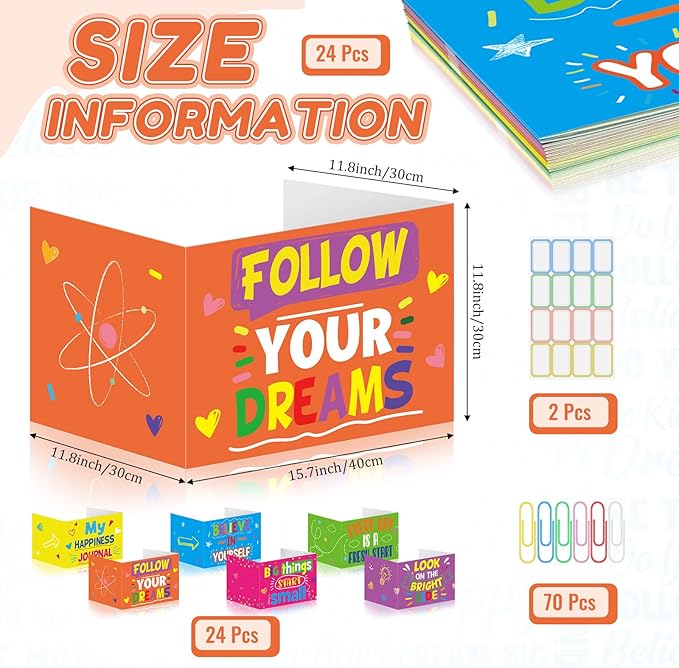 Cinrobiye 24 Pcs Inspirational Privacy Folders Standard for Students Cardboard Shields Test Privacy Boards Motivational Words Desk Dividers Shield for Classroom School Study Supplies (Inspirational)