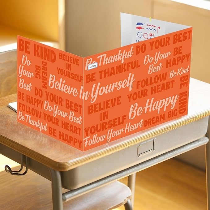 Cinrobiye 24 Pcs Inspirational Privacy Folders Standard for Students Cardboard Shields Test Privacy Boards Motivational Words Desk Dividers Shield for Classroom School Study Supplies (Classical)