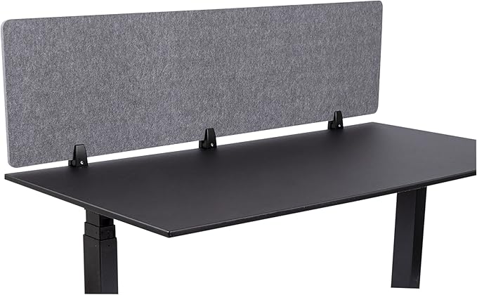 Stand Up Desk Store ReFocus Raw Clamp-On Acoustic Desk Divider Mounted Privacy Panel to Reduce Noise and Visual Distractions (Castle Gray, 59" x 16")