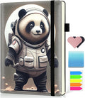 Hardcover Executive Notebooks, A5 PU Leather Lined Journal Notebook, 200 Pages Thick Paper Subject Notebooks for School,Work,Home Writing Business Notebook, Diary Book ， Astronaut Panda
