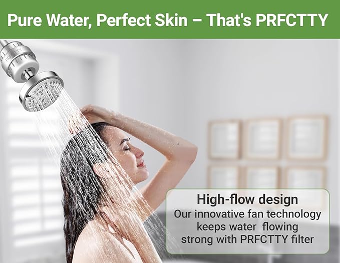 25-Stage Shower Filter prevents scale buildup,Revitalize Hair Skin & Nails with Purifying Water, softener hard water,99% Lead Chlorine, Fluoride & Chemicals removed. High-Output Fan Technology,Chrome