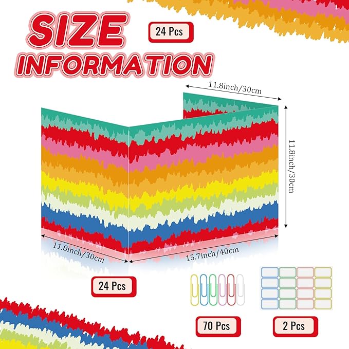 Cinrobiye 24 Pcs Inspirational Privacy Folders Standard for Students Cardboard Shields Test Privacy Boards Motivational Words Desk Dividers Shield for Classroom School Study Supplies (Tie-Dye)