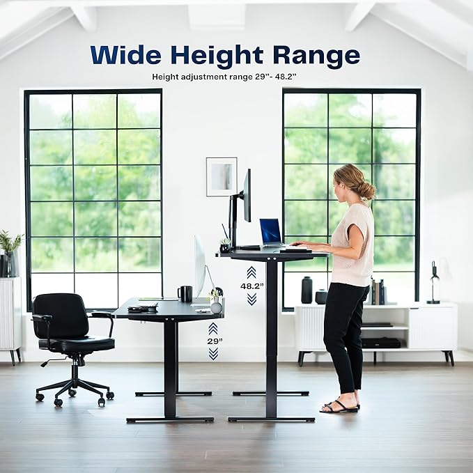 VIVO Electric 63 x 32 in Standing Desk, Memory Height Adjustment, 1B Series, Holds 220 lbs, White Top Gray Frame, DESK-KIT-1G1W