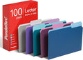 Pendaflex Two Tone Color File Folders, Letter Size, Assorted Colors (Teal, Violet, Gray, Navy and Burgundy), 1/3-Cut Tabs, 5 Color, 100/Box, (02315)