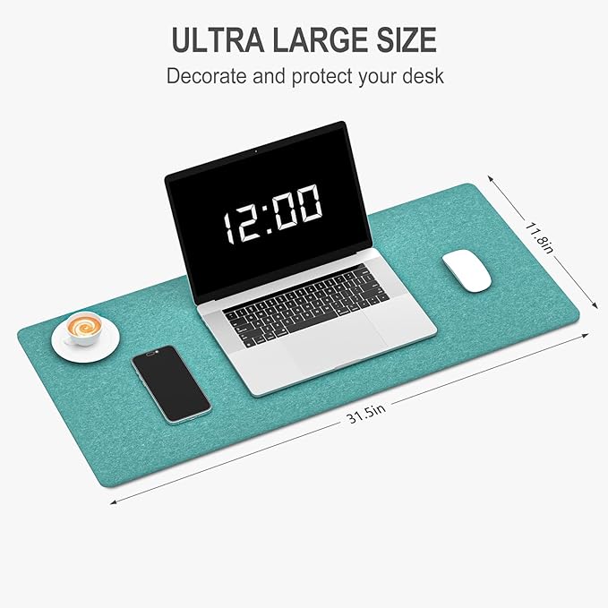 Auhoahsil Felt Desk Mat, Minimalist Large Mouse Pad XL 31.5 x 11.8 in, Desk Matt for Desktop, Keyboard, Laptop, Computer, Office, Work from Home, Gaming, Dark Green