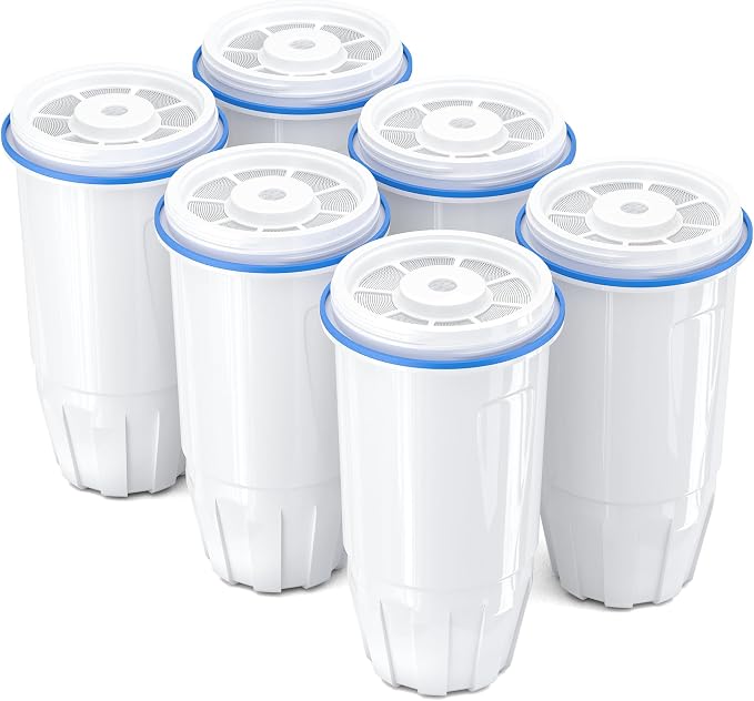 Upgraded Water Filter Replacement Fit for Zero Pitcher and Dispenser ZR-001 ZR-004 ZP-006 ZR-017, Five-Stage Filter System, Effectively Reducing Lead, Chromium, and Contaminants, 6 Packs, By BOGDA
