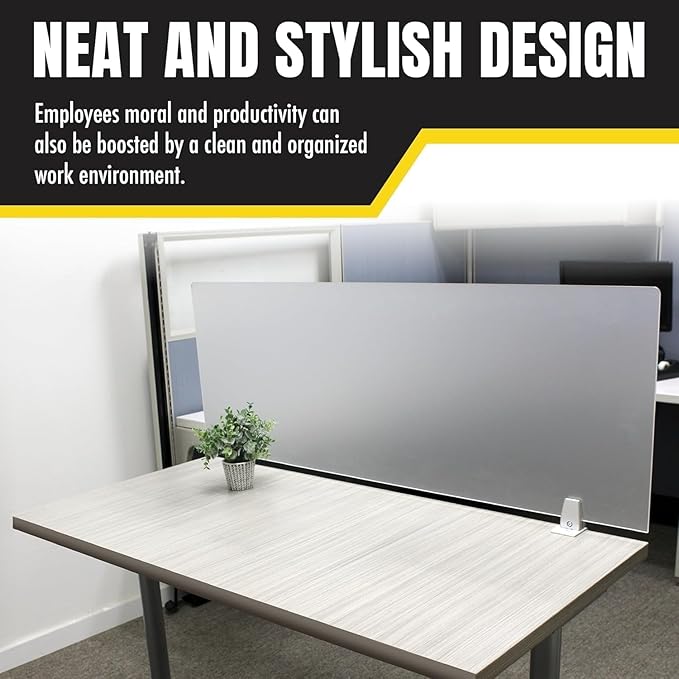 OBEX Clear Acrylic Desk Mounted Privacy Panel, 12" x 36", Clear