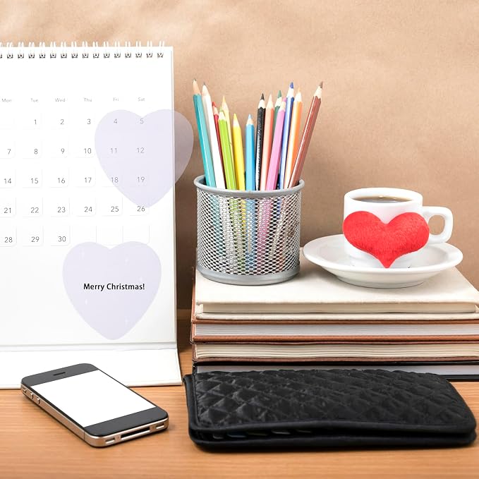 ONLYKXY Glitter Heart Shape Transparent Sticky Notes for Annotating,2.8in Pastel Color Waterproof Index Sticker Self-Stick Book Tabs Soft PET Marker Memo Pad for Home School Office (12, Purple)
