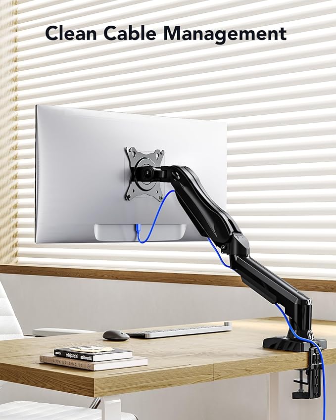 HUANUO Single Monitor Mount, 13 to 32 Inch Monitor Arm, Adjustable Monitor Stand, Vesa Mount with Clamp and Grommet Base - Fits 4.4 to 19.8lbs LCD Computer Monitors