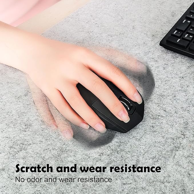 Large Felt Desk Mat,39.4''x19.69'' Non-Slip Desk Pad Protector,Keyboard Mat,100x50CM Full Desk Mouse pad for Home and Office (Light Gray)