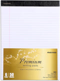 Mintra Office White Legal Pads – Ruled Notepads and Micro-Perforated Sheets, Ideal for Writing, Note-Taking & Creativity, Office, or Professional Use, Premium Pad 6 pack, 8.5"x11" (Wide Ruled)