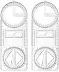 Zonon 2 Pack 360 Degree Protractor, 6 Inch Multifunctional Drawing Ruler Rotatable Mathematical Function Math Geometry Ruler Set, Large Clear Circle Protractor Drafting Tools for Engineering(Upgrade)