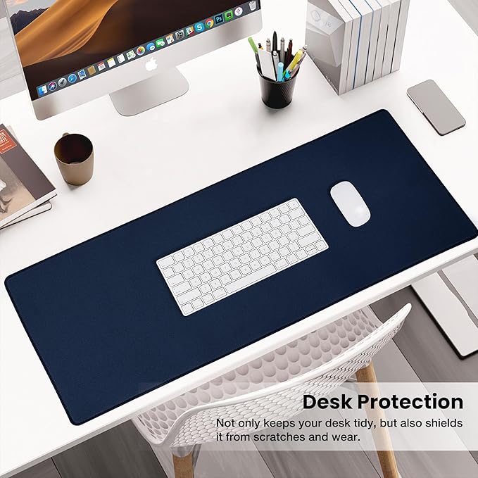 ALOANES Waterproof Mouse Pad with Durable Stitched Edge, Large Gaming Keyboard Pad, Non-Slip Rubber Base Mouse Mat, Desk pad for Gamer, Office & Home, Dark Blue Mousepad 27.6''x11.8''x0.12''