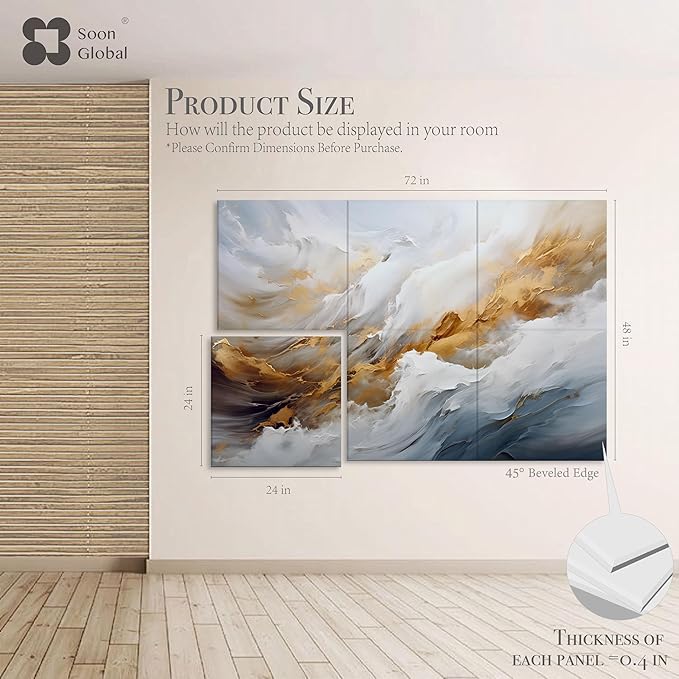 Soon Global Acoustical Wall Panels, 72 X 48 Inches Art Acoustic Panels, Decorative Acoustic Panels, Acoustic Wall Panels, Sound Absorbing Wall Art, Whispers of Serenity