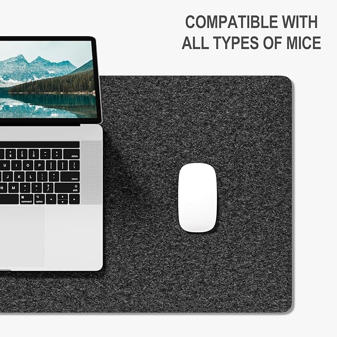 Auhoahsil Felt Desk Mat, Minimalist Large Mouse Pad XXL 35.5 x 15.7 in, Desk Matt for Desktop, Keyboard, Laptop, Computer, Office, Work from Home, Gaming, Dark Gray