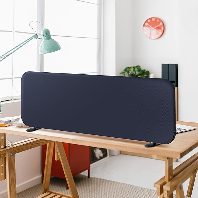 DECOLAB Desk Divider, Portable Desk Privacy Panel Shield for Office, Student, Classroom, Freestanding, Scratch Resistance, 48"x18", Cobalt