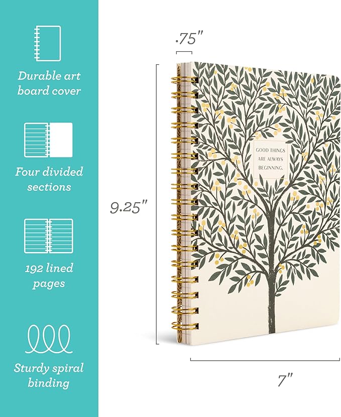 Compendium Spiral Notebook – Good Things Are Always Beginning – A Designer Spiral Notebook with 192 Lined Pages, College Ruled, 7.0”W x 9.25”H