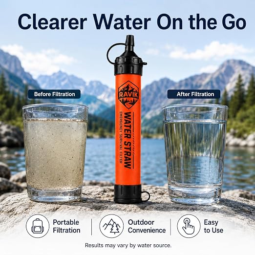 Water Filter Straw, 5PCS | Emergency Water Filter, 1500 Liters/396 Gallon, Camping, Hiking, Survival