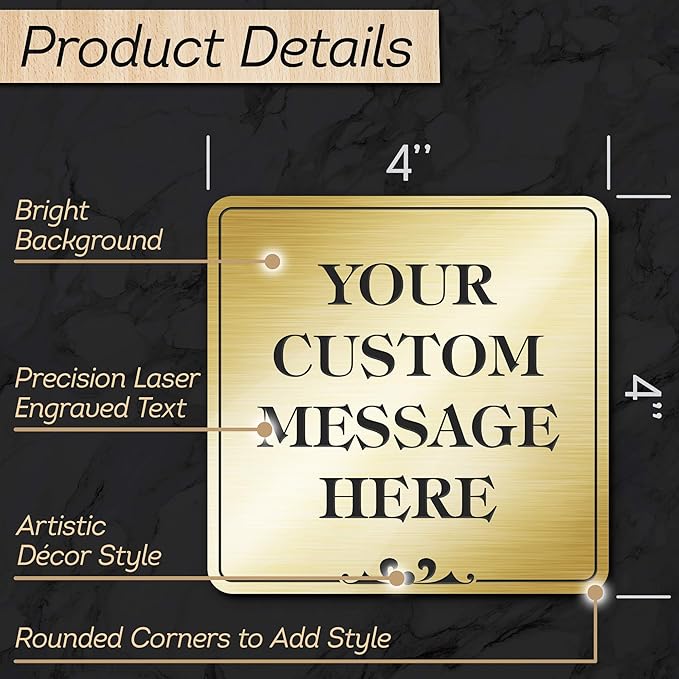 Custom Sign, Office Sign, Business/Office Name Plates for Doors/Wall, Indoor/Outdoor, 4x4 Inch, 18 Colors, (Prestige) Made in USA by My Sign Center