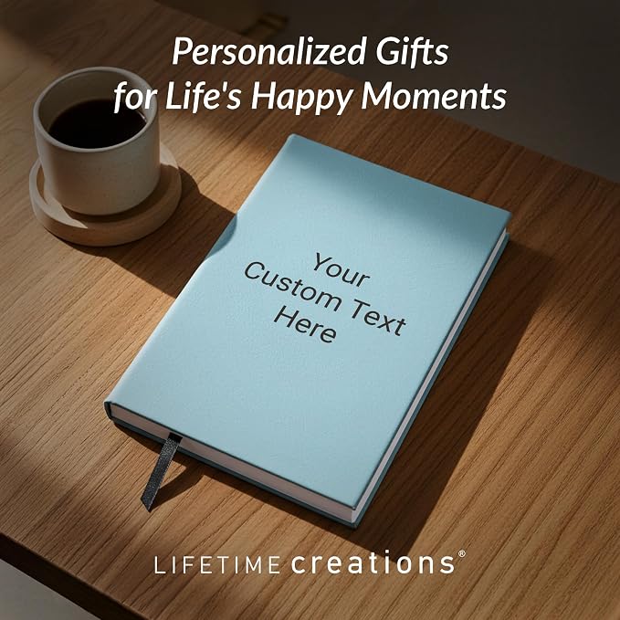 Lifetime Creations Customized Create Your Own Notebook Journal (Pink) - Personalized Hardcover Vegan Leather Journaling Notebooks, Business Gift for Women, Men, Teachers, Professionals