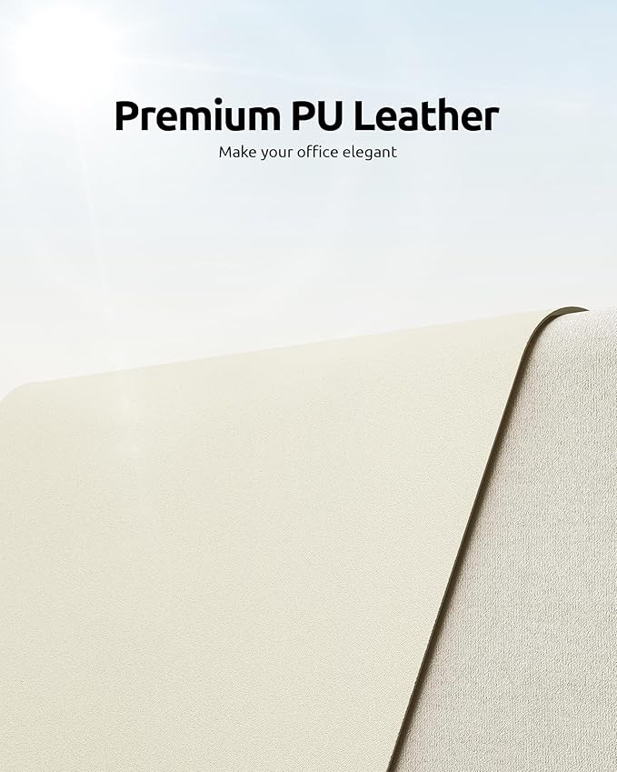 YSAGi Leather Desk Protector, Office Mat, Large Mouse Mat, Non-Slip PU Leather Blotter, Laptop Desk Mat, Waterproof Writing Pad for Office and Home (Cream, 31.5" x 15.8")