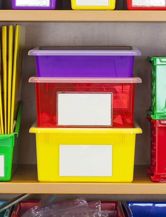 Storex Letter Size Flat Storage Tray – Organizer Bin for Classroom, Office and Home, Yellow, 5-Pack (62519A05C)