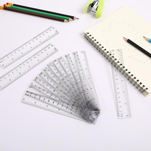 40Pack 6 Inch Rulers Bulk for Classroom Small Clear Plastic Ruler with Inches and Centimeters Class Set of Rulers Transparent Mini Flexible Straight Ruler for Students School Classroom Office Supplies