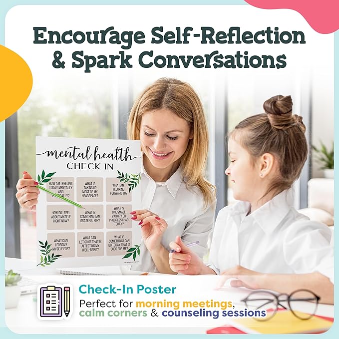 Mental Health Posters - 12 PCS (11"x14") - Coping Skills, Boundary Statements and Growth Mindset for Classroom, Therapy Office, Counseling Decor, Mental Health Gifts, School Counselor, Psych Supplies
