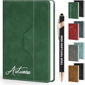 ENOMY Personalized Notebook Set Custom A5 Journal UV Printing Personalized Journal with 10 PC Metal Pens for College Birthday Travel Business Gift, Green