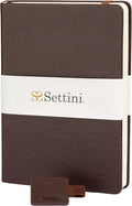 SETTINI® Hardcover Lined Journal Notebook A5 120 GSM Lay-Flat, Mocha Brown | lay-flat binding, 120 GSM thick paper, A5, lined, ribbon bookmark, elastic closure, for men