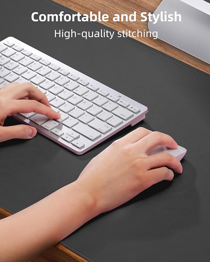 Leather Desk Pad Protector, Large Mouse Pad and Non-Slip Desk Cover, Waterproof PU Leather Blotter Mat for Office and Home (Dark Grey, 36" x 17")