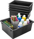 Storex Letter Size Deep Storage Tray – Organizer Bin for Classroom, Office and Home, Black, 5-Pack (62523A05C), 10 x 13 x 5 Inches