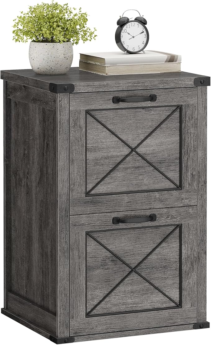 VASAGLE File Cabinet, Filing Cabinet with 2 File Drawers, Printer Stand, Fit A4, Letter Size, Hanging File Folders, Modern Farmhouse Style, for Home Office, Misty Gray UOFC048G01