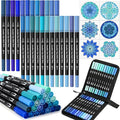 Blue Dual Tip Brush Pen,Colored Fine & Brush Calligraphy Pens, Dual Tip Blue Markers for Adult Coloring Felt Tip Books Drawing Planner Calendar Art Sketch Outlining Sketching Calligraphy
