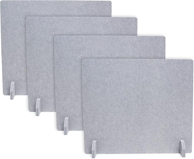 Planche Acoustic Freestanding Desk Divider - Noise Reducing Desk Privacy Panel - Library & Office Furniture Partition - Workstations Shield Barrier - Instant Wall Desk 20" H x 24" W (4 Pack, Stone)