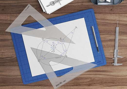 Pacific Arc's Scholastic Triangle - 12 inch - Smoke - 30/60 Angle - Polystyrene - Inking Edge - Technical Drawing Tools, Drafting, Architect and Engineering.