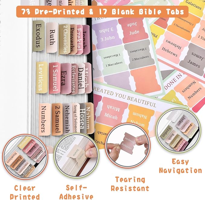 Bible Journaling Kit, Bible Study Supplies Set for Women & Men | Includes 6 No Bleed Bible Highlighters, 6 Pens, 90 Laminated Bible Tabs, Magnetic Bookmarks & Sticky Notes