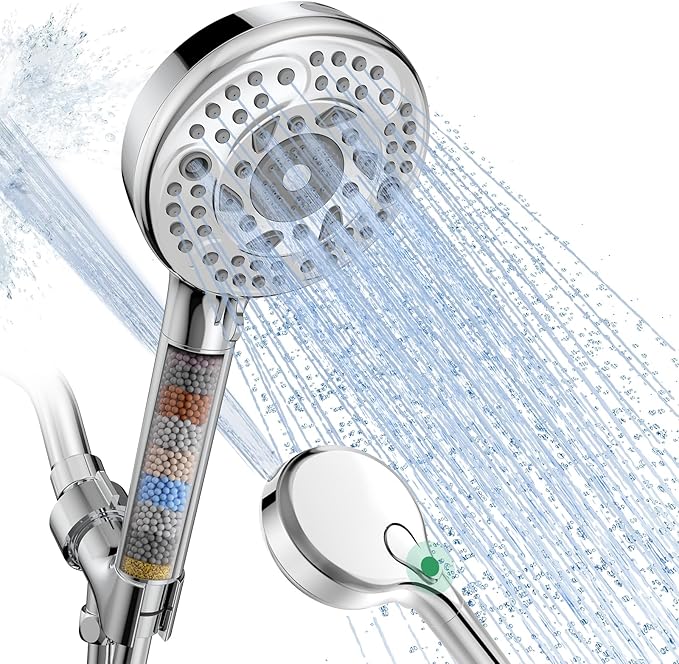 SunCleanse Filtered Shower Head with Handheld, 9-Spray Setting Detachable Showerhead with Filters, Shower Head for Hard Water - Filtered Chlorine, Improve Skin and Hair Texture, Chrome