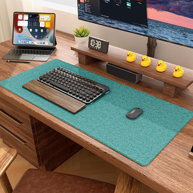 Auhoahsil Felt Desk Mat, Minimalist Large Mouse Pad XL 31.5 x 11.8 in, Desk Matt for Desktop, Keyboard, Laptop, Computer, Office, Work from Home, Gaming, Dark Green