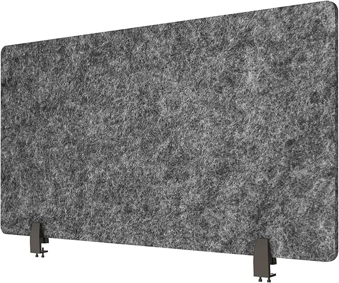 Stand Up Desk Store ReFocus Raw Clamp-On Acoustic Desk Divider Mounted Privacy Panel to Reduce Noise and Visual Distractions (Anthracite Gray, 47.25" x 16")