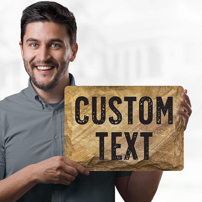 Custom Sign, Custom Street Sign, 11 Font Colors, 13 Font Styles, 4 Hole Options, 22 Sizes, 10x14 Inches, Rust Free DiBound, Fade Resistant, Made in USA by My Sign Center (Stone)