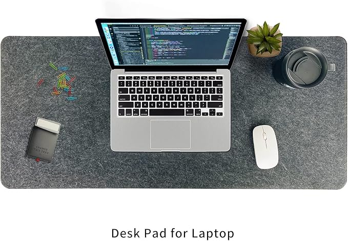 DAWNTREES Non-Slip Felt Desk Mat,35.5 x 15.7 Inches Large Desk Pad Protector,Office Computer Desk Mat for Full Keyboard and Mouse Pad