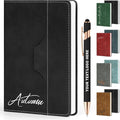 ENOMY Personalized Notebook Set Custom A5 Journal UV Printing Personalized Journal with 10 PC Metal Pens for College Birthday Travel Business Gift, Black