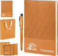 ENOMY Personalized Notebook Set with Pen & Gift Box A5 Leather Custom Notebook 200 Pages Lined Journal for Work,Business,College,Travel,Birthday,Valentine's Day Gift, Orange