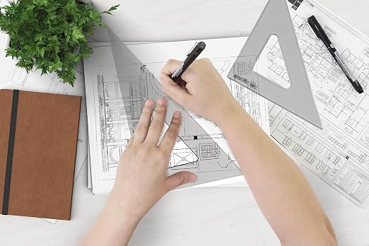 Pacific Arc's Scholastic Triangle - 12 inch - Smoke - 30/60 Angle - Polystyrene - Inking Edge - Technical Drawing Tools, Drafting, Architect and Engineering.