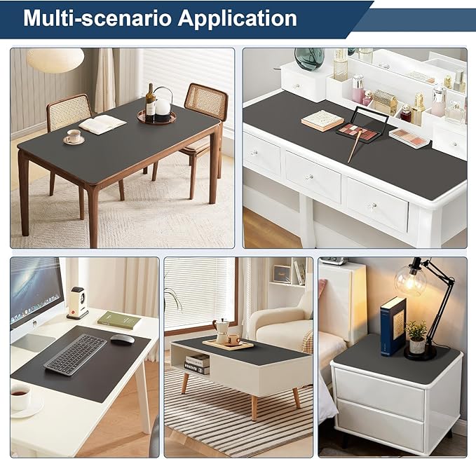 OstepDecor Black Table Cover Protector 40 x 72 Inch, 1.5mm Thick Plastic Table Cover, Dining Table Protector Pad, Waterproof & Easy Cleaning PVC Desk Mat for Dresser, Coffee & Kitchen Wooden Tabletop